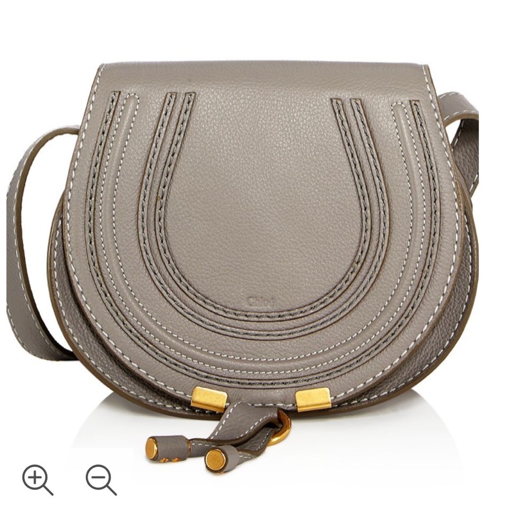 CHLOÉ Marcie Medium Saddle Bag in Gray Calfskin